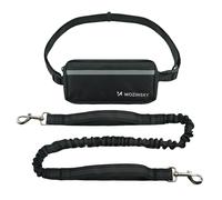 Ceinture de course pour chien avec sac et laisse élastique - Noire