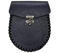 Ceinture de course pour homme et femme - Légère et réglable - En relief - Rétro médiéval - En cuir synthétique - Sac latéral vintage portable pour short en élasthanne - Taille haute, Noir , Taille