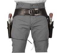 Ceinture de Cowboy en PU avec Double Porte-Revolver, Taille Unique pour Homme, Costume Steampunk pour Halloween (Marron café), Ceintures Western pour Femme avec Revolver Jouet