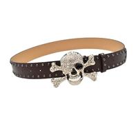 Ceinture de crâne de mode gothique avec des clous colorés, Coffee