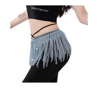 Ceinture de danse du ventre Dream Star River Stones Tassel Hip Towel Dynamic Fishing Net Hot Diamond Chaîne de taille polyvalente(Sky blue)