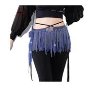 Ceinture de danse du ventre Dream Star River Stones Tassel Hip Towel Dynamic Fishing Net Hot Diamond Chaîne de taille polyvalente(Blue)