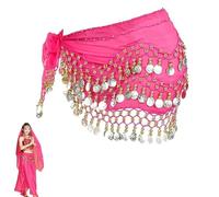 Ceinture de Danse Orientale - Foulard Danse du Ventre pour Représentations Sur Scène (Rose Rouge)