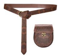 Ceinture de fête sur le thème victorien avec poche pour pièces de monnaie pour les amateurs du Moyen Âge Ceinture de costume Cosplay Ceinture de déguisement Accessoires de bal masqué en PU Bel, Brun