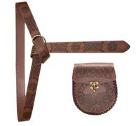 Ceinture de fête sur le thème victorien avec poche pour pièces de monnaie pour les amateurs du Moyen Âge Ceinture de costume Cosplay Ceinture de déguisement Accessoires de bal masqué en PU Bel, Brun A
