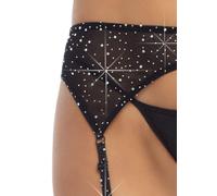 Ceinture De Garter En Strass - Taille Unique - Noir