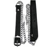 Ceinture de kilt écossais en cuir véritable noir avec chaîne - Ceinture celtique pour homme Highland Dress réglable de 66 à 127 cm de taille