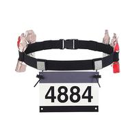 Ceinture de marathon avec poches d'hydratation - Ceinture de course numérotée | Ceinture élastique et respirante pour entraînement, cyclisme, triathlon, bande élastique 35,83 x 0,98 po
