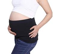 Ceinture de maternité Soutien-grossesse souple, sans couture, réduisant la pression Bande abdominale extensible (Noir, hanches 85-95cm)