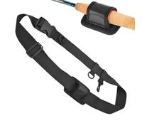 Ceinture de pêche - Support de canne à pêche | Ceinture réglable avec pince en polyester noir S/L durable pour ruisseaux, lacs, mer, voyages
