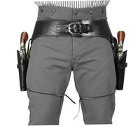 Ceinture de Pistolet de Cowboy en PU Ceinture Occidentale avec Support Revolver à Double Pistolet Ceintures occidentales Noires Taille Unique pour Hommes Costume Steampunk pour fête Cosplay d'Hallo