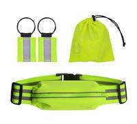 Ceinture de rangement réfléchissante pour l'extérieur - Design extensible avec clips - Poche sécurisée - Texture en tissu pour téléphone - Sac banane essentiel pour le sport