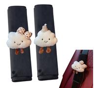 Ceinture de sécurité Enfant 2 pièces - Coussin de Ceinture Auto Doux Noir Nuage - Protection épaules Respirante Confortable pour siège Auto, Sac à Dos, Voyage