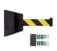 Ceinture de sécurité rétractable à fixation murale - 5 m Jaune/noir - Ruban de sécurité pour vente au détail, aéroports, banques, écoles - Solution robuste de contrôle des foules pour une gestion