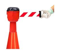 ceinture de sécurité rétractable, Barrière de signalisation conique rétractable 2/3/5/10 mètres, avec capuchon cône, nécessitant l'assemblage plusieurs unités(10 meters(32FT))