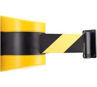 ceinture de sécurité rétractable, Ruban d'avertissement de 10 m, barrière à corde rétractable avec boîtier en ABS, for parking extérieur, ceinture noire/jaune