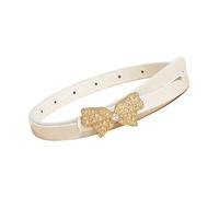 Ceinture de taille avec fermoir papillon en strass pour adulte et fermeture à pression pour festival, événement, ceinture en cuir synthétique, Blanc, C