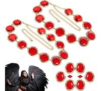 Ceinture De Taille Raven Cosplay Pour Femmes - 1/2 Ensemble D'accessoires De Costume Teen T-itans | Chaîne De Taille En Pierre De Pierres Précieuses Rouges Réglable, Bijoux De Dessin Animé, Ceinture