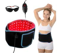 Ceinture de thérapie par lumière rouge 660 nm avec lumière rouge et 850 nm avec réglages de minuterie et lunettes pour la taille, les cuisses, les bras, etc. Soulagement musculaire pour les épaules