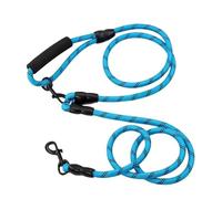 Ceinture de Traction pour Chien Laisses Mains Libres for Chiens, for Promenade et Course à Pied, Longueur 2,4 m, Doubles laisses réglables(Blue 1.0x240cm)