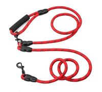 Ceinture de Traction pour Chien Laisses Mains Libres for Chiens, for Promenade et Course à Pied, Longueur 2,4 m, Doubles laisses réglables(Red 1.0x240cm)