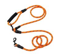 Ceinture de Traction pour Chien Laisses Mains Libres for Chiens, for Promenade et Course à Pied, Longueur 2,4 m, Doubles laisses réglables(Orange 1.0x240cm)