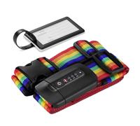 Navaris Sangle de Valise en Croix - Ceinture Sécurité Bagage Réglable pour Voyage Avion Train - Verrou TSA Code Serrure à Combinaison