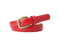 Ceinture décontractée de couleur unie pour femme 105cm Ceinture en cuir verni à boucle métallique étroite, rouge, 105cm