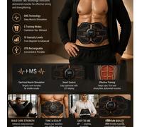 Ceinture d'entraînement abdominal - Stimulateur abdominal rechargeable par USB Ceinture de modelage musculaire Entraîneur musculaire unisexe Masseur d'exercice abdominal - Noir Taille UniqueABS