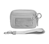 Ceinture d'exercice compacte et légère - Résistant à la transpiration - Plusieurs compartiments pour téléphones portables, clés, cartes, randonnée - Avec compartiments, gris clair, Taille unique