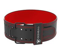 Ceinture d'haltérophilie à dégagement rapide Pro - 7 mm - Soutien dorsal en daim de 10,2 cm de large - Pour dynamophilie, musculation, gym et fitness (taille L, noir/rouge)