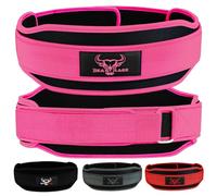 Ceinture d'haltérophilie double force 5.5" en néoprène rembourré pour le soutien du dos ceinture d'entraînement pour le bodybuilding, deadlifting, entraînement de fitness, (L, Rose)