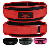 Ceinture d'haltérophilie double force 5.5" en néoprène rembourré pour le soutien du dos ceinture d'entraînement pour le bodybuilding, deadlifting, entraînement de fitness (L, Rouge)