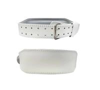 Ceinture d'haltérophilie en cuir PU de protection la taille for fitness soutien du dos for entraînement puissance Ceintures(White,L-full length 130CM)