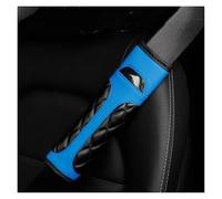 ceinture doux Couverture Universelle Protection Voiture En Cuir PU Fiber Carbone Cristal Décoration Ceinture Sécurité Brodée 1 Pièce Protège-ceinture(Blue)