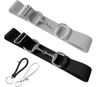 Ceinture élastique, ceinture équestre élastique de 3,8 cm avec boucle à embout et sangle de clé en cuir, ceinture élastique équestre, ceinture à boucle de surfaix équestre, ceinture d'équitation