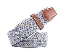 Ceinture élastique décontractée pour homme et femme, ceinture tressée extensible pour pantalons, jeans, robes, ceinture parfaite, largeur 3,5 cm, Bleu ciel/beige, Fit waist within 91cm/36 inch