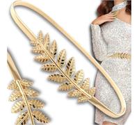 Ceinture élastique en serpent métallique avec feuille, or rose, 66-125 cm