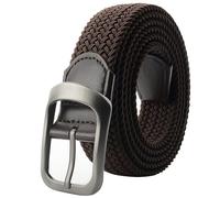 Ceinture élastique tressée Noire Extensible for Homme, Grande Taille, 100-190 cm, 63'', 67'', 71'', avec Boucle en métal(190cm,Coffee)