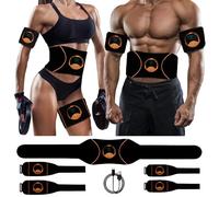 Ceinture Electrostimulation Abdominale, Electrostimulateur Musculaire, Ceinture Abdominale EMS Appareil Pas Besoin de Feuilles de Gel USB Charge Femme Homme Entraînement pour Abdomen/Bras/Jambes 5 Pcs