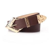 Ceinture en alliage PU pour femmes, boucle fine, lignes de couture, ceinture Vintage à la mode pour pantalon et robe (Taille unique)