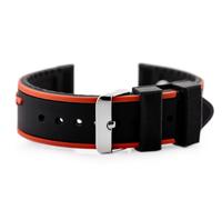 Ceinture en caoutchouc pour la montre U06 - Noir/Bourgogne - 20mm