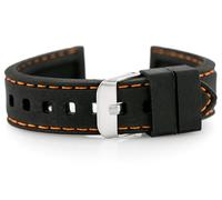 Ceinture en caoutchouc pour la montre U20 - Noir/Orange 18 mm