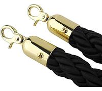 ceinture en corde, Corde torsadée suspendue, corde de file d'attente, barrière, tressée en chanvre, chaîne noire(2 Pack,2.5m/8.2ft)