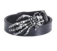 Ceinture en Cuir à la Main tête de Mort Ceinture en PU Squelette Marron Noir Ceintures de tête de Mort Vintage Punk