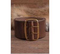 Ceinture en Cuir Avec Boucle en Laiton, Brun Foncé , Env. 135 CM