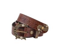 Ceinture en Cuir avec Boucle Et Gravant en Refief En Celtique Modèle, Braun