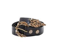 Ceinture en Cuir Avec Gravant en Refief En Celtique Modèle, Noir