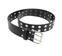 Ceinture en Cuir avec œillet et Rivets pour Femme et Homme, Sangle Creuse de 40 mm de Large avec Doubles Trous cloutés et Boucle à Rouleau (105 cm/Taille : 34"~36" Noir)
