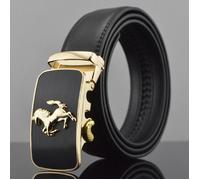 Ceinture en cuir de vachette - Jaguar - Noir - Classique - Boucle automatique pour homme